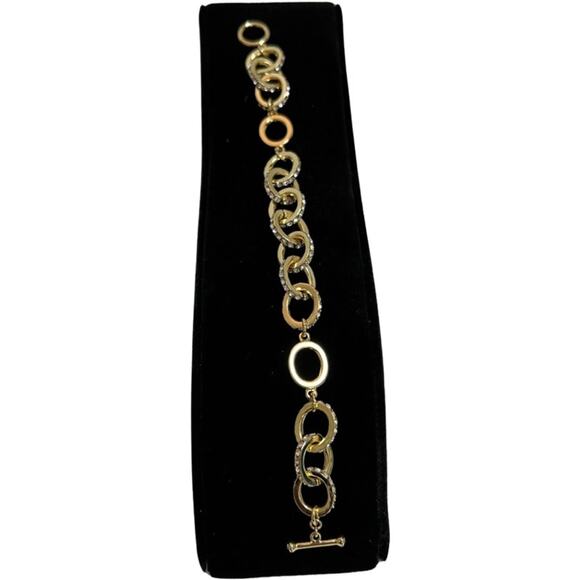 Charter Club Gold Tone Crystal Rings Station Necklace 30" Bracelet Earrings Set - Picture 5 of 6